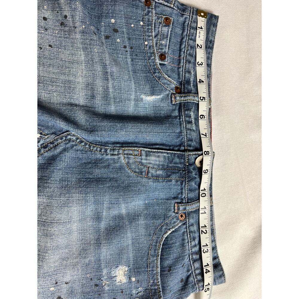 American Eagle Women's Jean Mini Skirt Size 4 100% Cotton Raw Hem Distressed - Picture 4 of 6